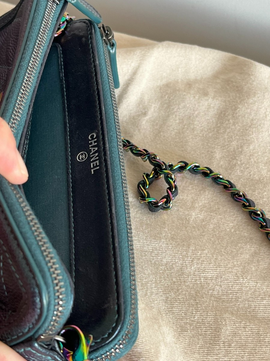 Chanel Filigree Caviar WOC Chain Wallet Iridescent Double Zip