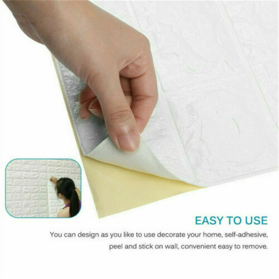 10/40pcs Self Adhesive 3D Tile Foam Stick Wall Paper Brick Wall Sticky Wallpaper - Image 4 of 4