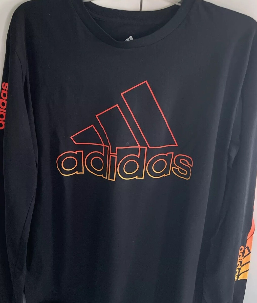 ADIDAS Youth Boys Long Sleeve Warp Drip Logo T-shirt BLACK