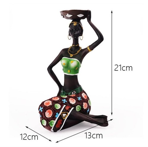 African Women Statue Tea Light Candlestick Candle Holder Art Piece Table - Picture 5 of 12