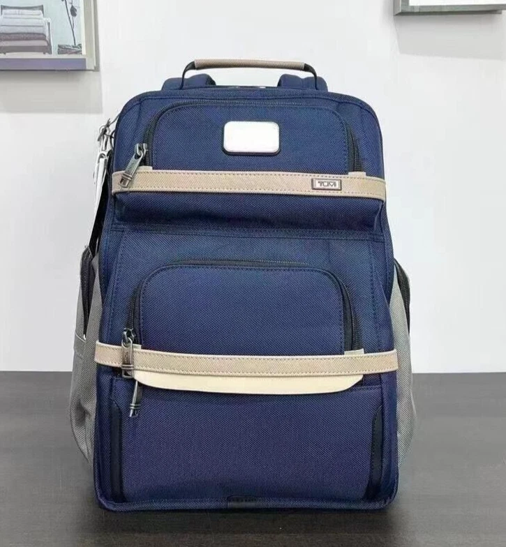 Tumi Alpha 3 Brief Pack Backpack Navy white Shoulder Bag Business Nylon Outlet - Image 2 of 4