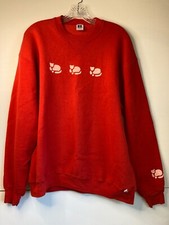 Vintage Russell Athletic Crew Neck Sweatshirt Red with White Cats XL Made in USA