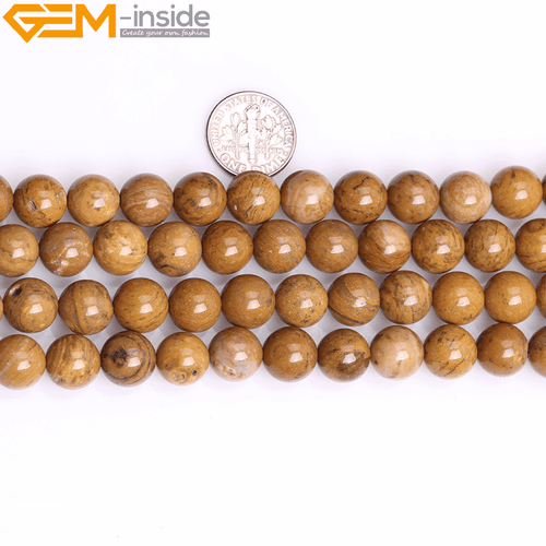 Yellow Petrified Wood Jasper Natural Stone Round Loose Beads Jewelry Making 15" - Picture 20 of 21