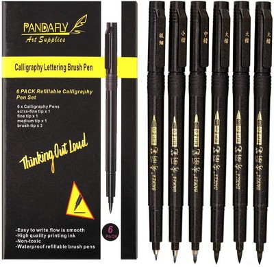 Pandafly Hand Lettering Pens Calligraphy Brush Pens Art Markers Black Ink 4 Ebay