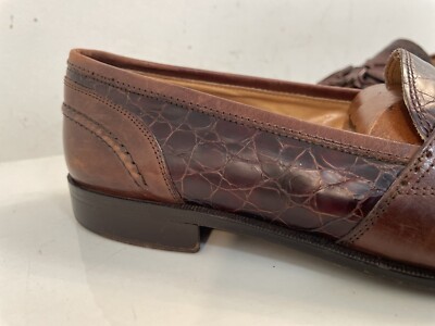 Johnston & Murphy Shoes Mens Size 10.5‎ Brown Leather Tassel Loafers Croc Print Men main image 4