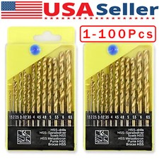 13Pcs HSS Titanium Coated Twist Drill Bit Set 1.5-6.5mm Hex Shank For wood Metal
