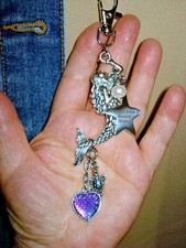 5 3/4" Dangle SP Mermaid, Starfish, Turtle, Heart Key Ring Glitz