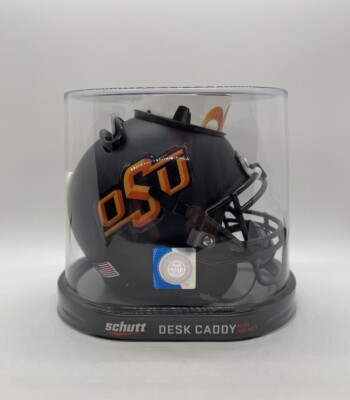 Oklahoma State Cowboys Alternate 3 (Matte Black) Schutt Mini Helmet Desk Caddy!