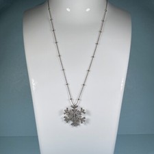 Sterling Silver Crystal Snowflake Pendant  Chain Necklace