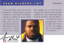 Sean Gilbert certified autographed signed Los Angeles Rams 1992 Pro Line card