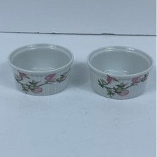 Set Of 2 Pillivuyt Porcelain France Ramekins Floral Dipping Dish Bowl