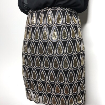 Boohoo Black Gold Sequin Skirt Dress Size 4 XS S | eBay