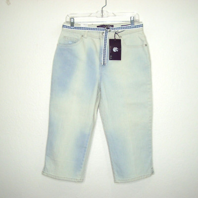 NWT Gloria Vanderbilt Womens Amanda Classic Fit Capri Jeans with Belt Size 8