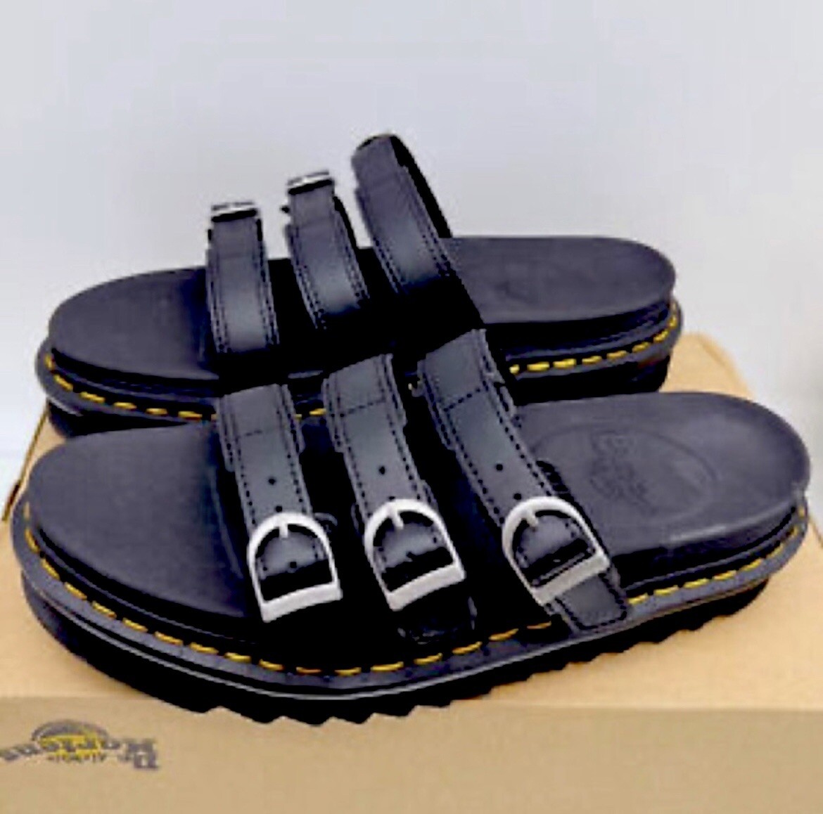 NEW Dr. Martens Blaire Slide Black 3 strap slip on platform