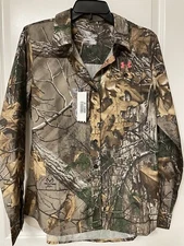 Under Armour Medium Brown Camouflage RealTree All Season Gear Button Down Shirt