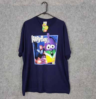 Vintage Veggietales Hemd Herren XL Larry Boy Gurke Veggie Tales 90er Neu mit Etikett