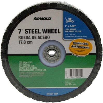 NEW ARNOLD 490-321-0001 7'' X 1.50'' STEEL BALL BEARING LAWN MOWER WHEEL 7267057