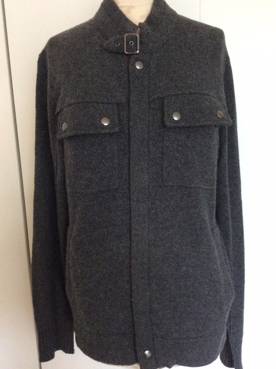 Banana Republic Men Gray Wool Blend Military Style Cardigan