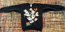 Vintage MBC Black Sweatshirt Size Large Ghosts Haunted House Gold Chains 80/90s