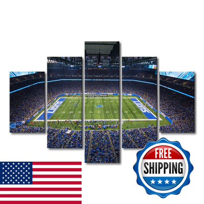 Tumovo 5 Pieces Wall Decor Michigan Detroit Sports Stadium Canvas Wall Art