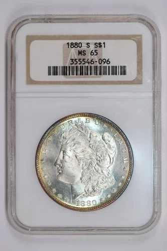 1880-S MORGAN DOLLAR NGC MS65 PRETTY COLOR - OLDER HOLDER!