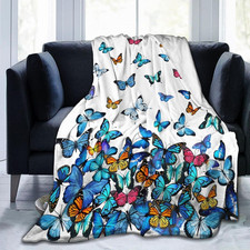 Blue Butterfly Blanket Ultra Soft Butterfly Throw Blanket Lightweight Cozy Blank