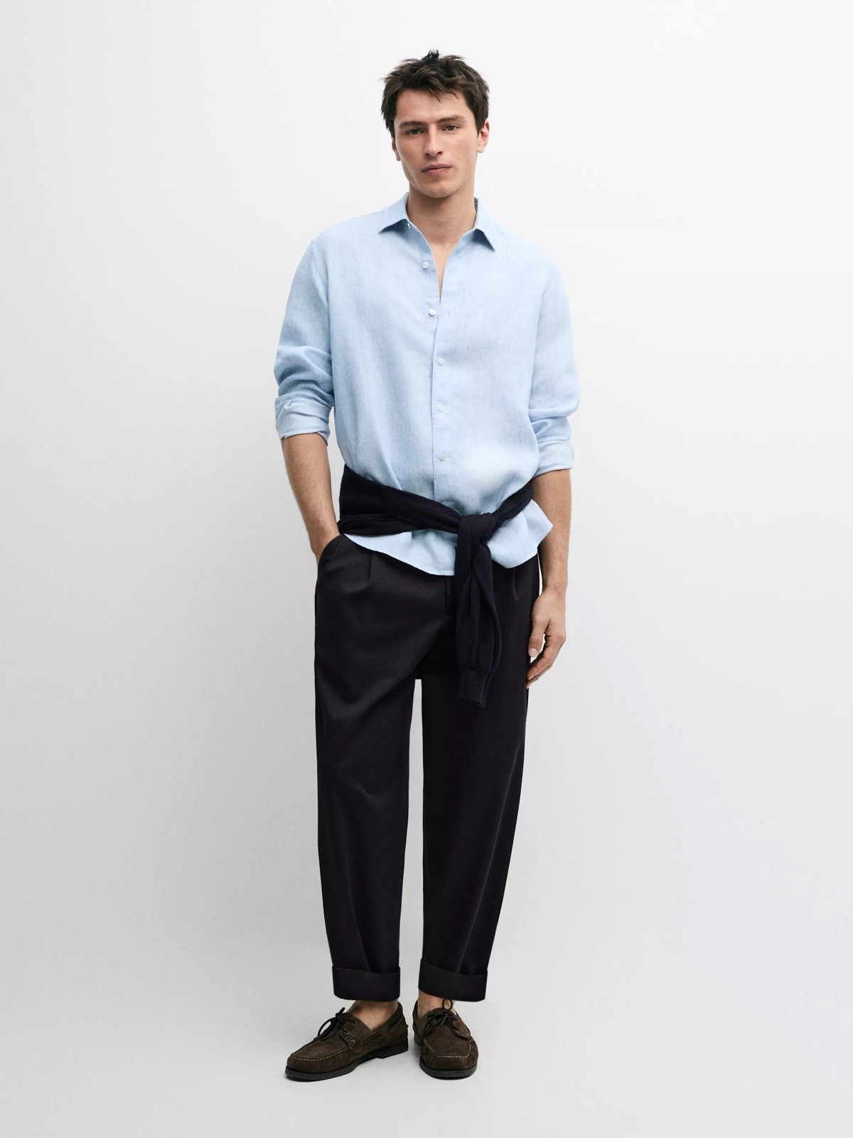 NWT Massimo Dutti Washed 100percent Linen Long Sleeve Button Down Shirt Sz XL $130 image 2