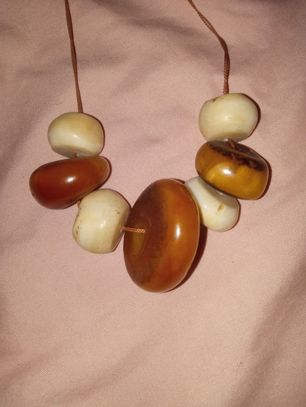 Amber : Real Old Beads. Still Muddy ! Plus Shell Beads ! Conch & Amber Necklace*