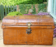 Chest tin trunk storage box Antique Vintage