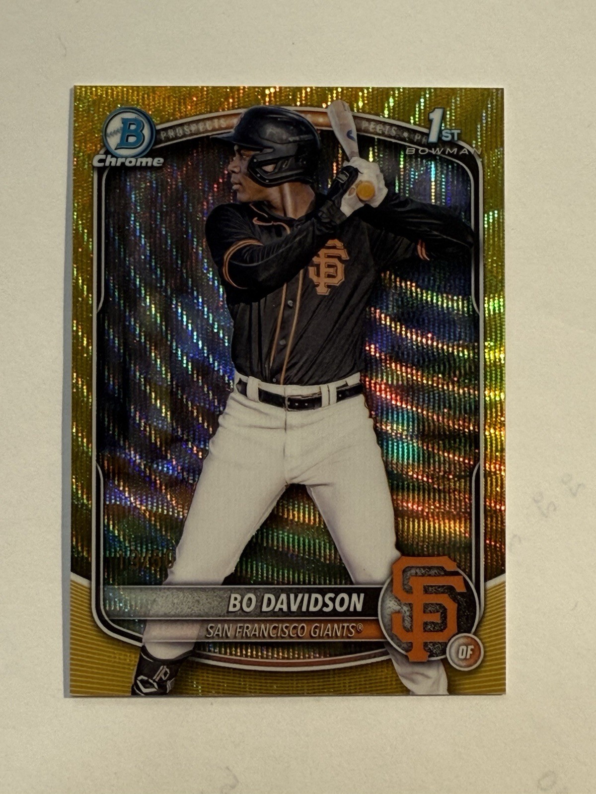 2025 Bowman Chrome 1st Bo Davidson Gold Wave Refractor 19/50 Giants Prospect