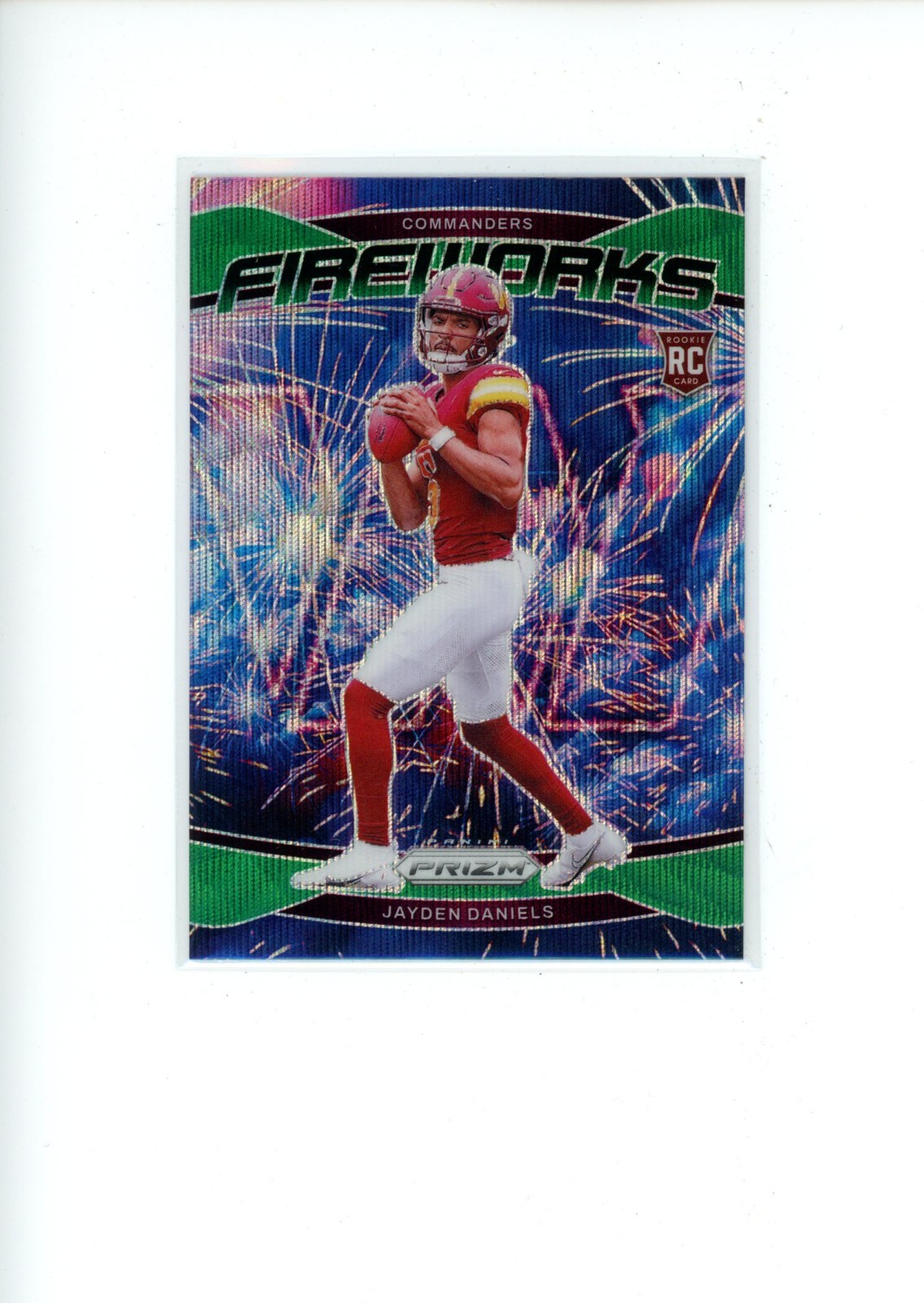 2024 Panini Prizm Jayden Daniels #24 Fireworks Green Wave Prizm Rookie Card RC