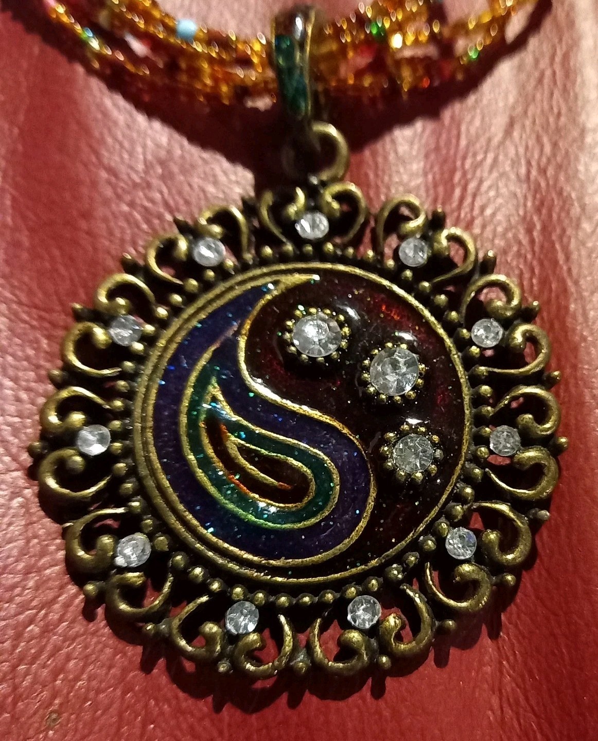 Yin Yang pendant On A 5 Strand Bead Choker.