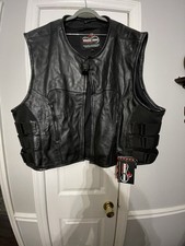 Men's Leather Biker Vest with Gun Pocket the Bikers Zone-heavy 