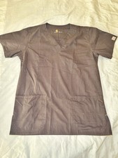 Carhartt Women's Size Small V-Neck Medical Scrub Top Brown Workwear Uniform