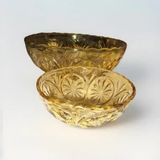 Vintage Chip And Dip Set Anchor Hocking Amber Glass 1960s Honey Gold READ