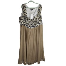 Ulla Popken Front Zipper Dress Taupe Brown Women's Size 28 NWT Coquette Cottage