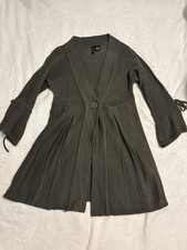 INC Gray Knit Cardigan Sweater Button Front L...