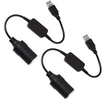 USB To 12V Car Cigarette Lighter Female Socket Converter Adapter Cable Connector