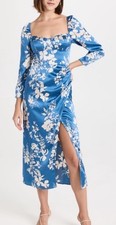 Reformation Gloriana Silk Floral Midi Dress in Cyanotype Size 2 $348