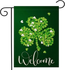 St Patricks Day Welcome Garden Flag 12.5x18 Inch Double Sided Outside, Lucky Sha