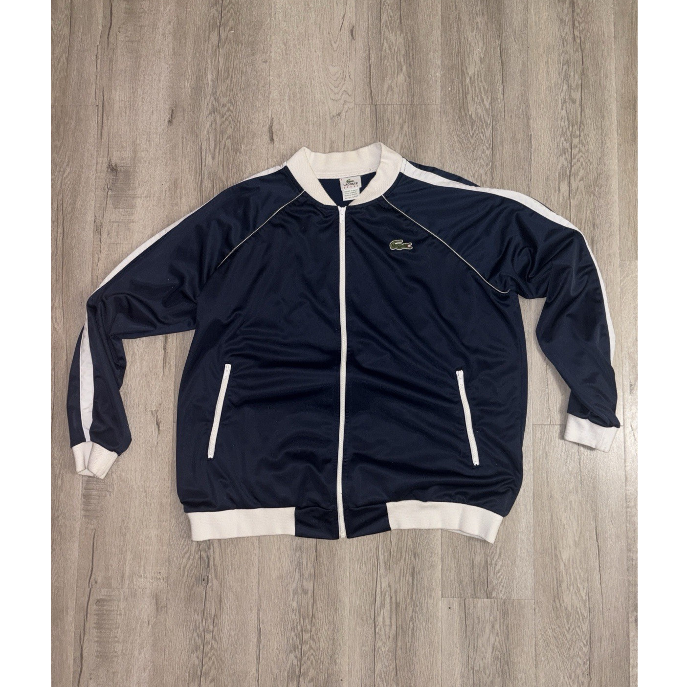 Lacoste Sport Men's Full-Zip Track Jacket w/ Pockets Blue/White Size 8