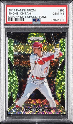 2019 PANINI PRIZM LIME GREEN DONUT CIRCLES PRIZM SHOHEI OHTANI 188/199 PSA 10