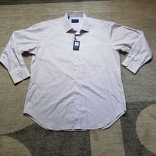 David Donahue Dress Shirt Pink Striped Mens 18 34/35 Button Down Luxury Designer