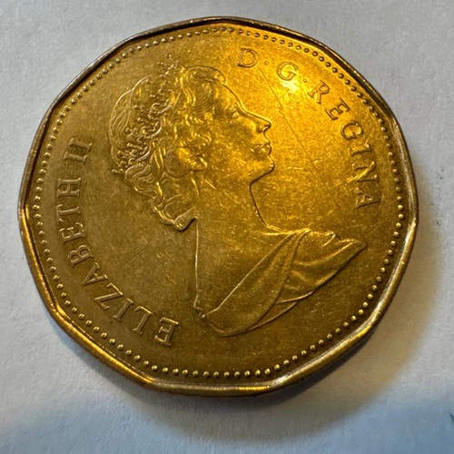 1989 Canadian Loonie 1 $ dollar coin Canada Queen Elizabeth II, gold color, vf