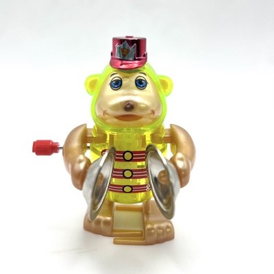 Z Wind Up 2'' 3/4 Toy 2014 Tomy Green & Gold Monkey Bear Cymbals Red Hat *Works