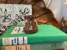 Primitive Style penn Dutch Chickens Red Clay Mini Pitcher Rooster Rustic