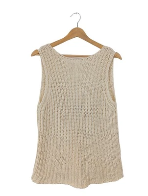 MASSIMO DUTTI Haut tricotés Dames Top T EU 40 blanc cassé style décontracté - Photo 1/4