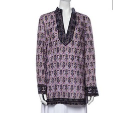 Tory Burch Printed Vneck Tunic Size 0