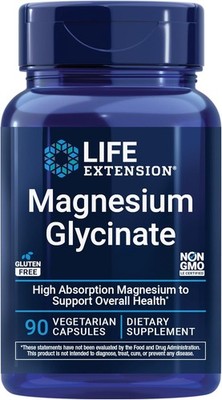MAGNESIUM GLYCINATE HEART BONE MUSCLE HEALTH 105mg 90 Capsules LIFE EXTENSION