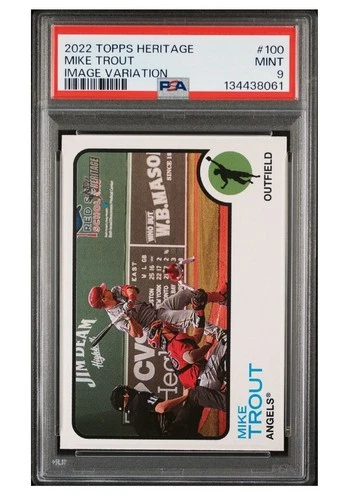 2022 Topps Heritage Mike Trout Image Variation SSP #100 PSA 9